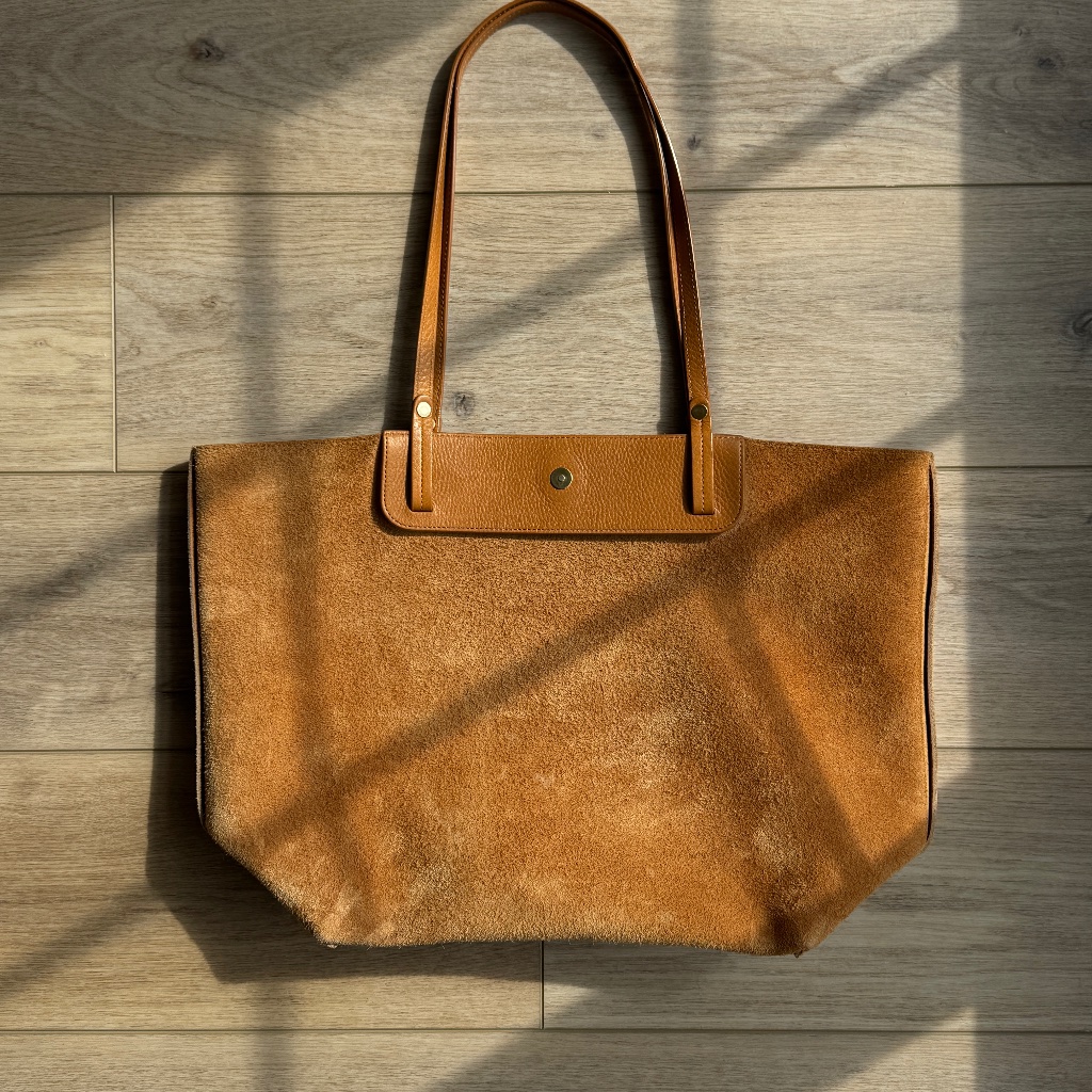 Gigi New York Tan Leather Suede Tote Bag